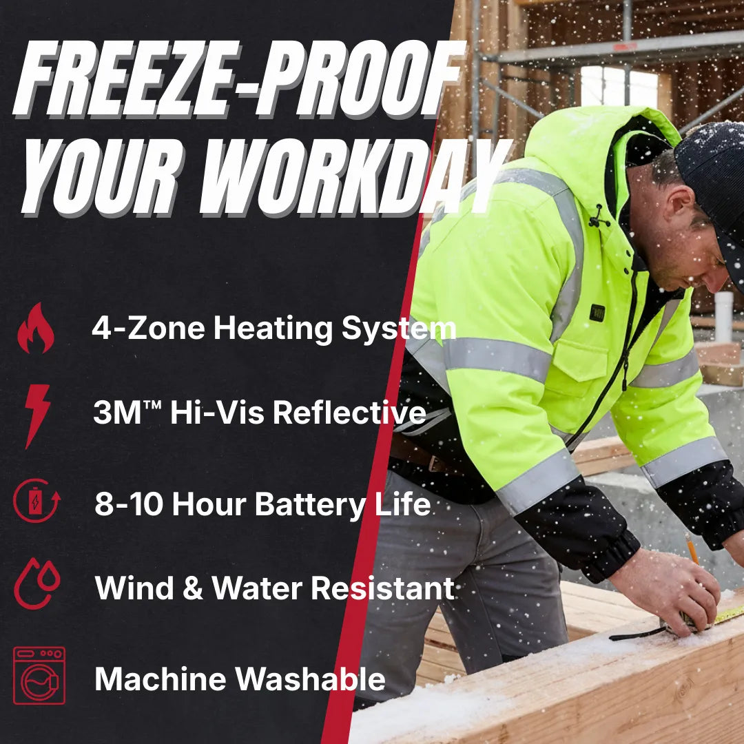 Heated Hi-Vis Safety Bomber Jacket 5V/7.4V