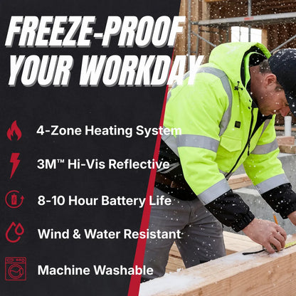 Heated Hi-Vis Safety Bomber Jacket 5V/7.4V