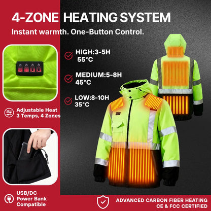 Heated Hi-Vis Safety Bomber Jacket 5V/7.4V